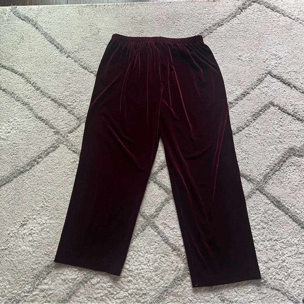 Coldwater Creek velvet pants pull on maroon dark red casual straight leg XL